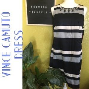 Vince Camuto Stripe Embellished Dress
